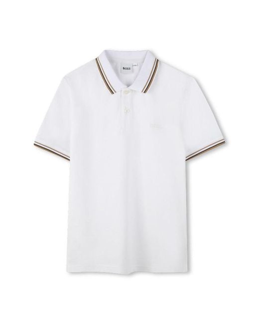 Boss White Short-Sleeved Polo Shirt