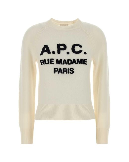 A.P.C. White Ivory Wool Alissa Sweater