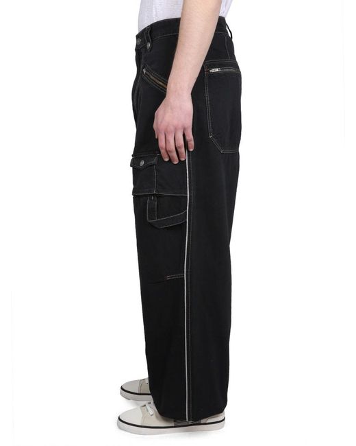 Isabel Marant Black Stylish Parker Pants With Button Closure for men