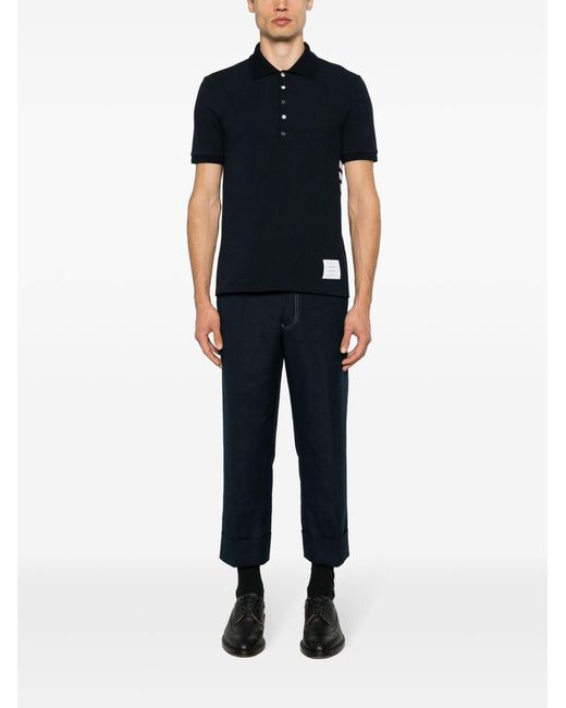 Thom Browne Poloshirt Mit Logo-Streifen in Black für Herren