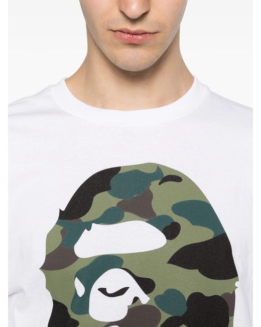 A Bathing Ape White 1 St Camo Big Ape Head Tee M