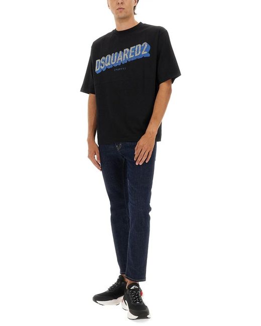 DSquared² Black T Shirt With Logo