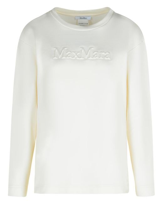 Max Mara 'berma' Sweatshirt In Witte Zijde En Katoen in het White