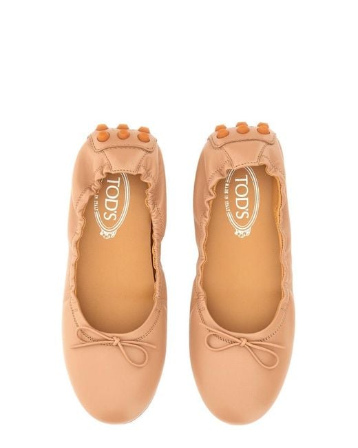 Tod's White Leather Bubble Ballerina