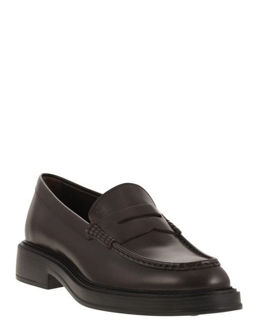 Tod's Black Leather Loafers for men