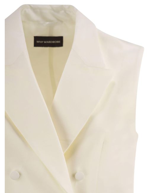 MVP WARDROBE White MVP -Garderobe Doppelbrust Baumwolle und Seidenweste