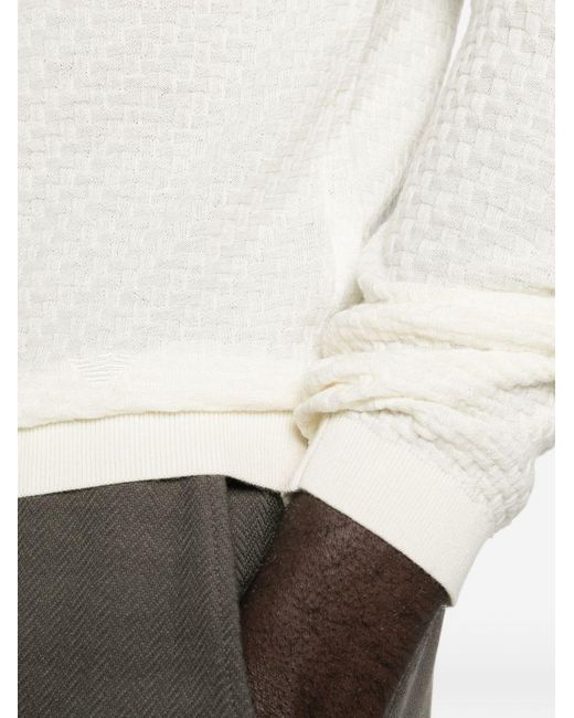 Emporio Armani White Wool Crewneck Sweater for men