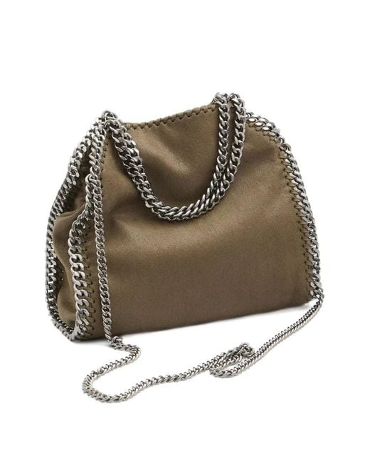 Stella McCartney Brown Falabella Mini Tote Bag With Chain Trim