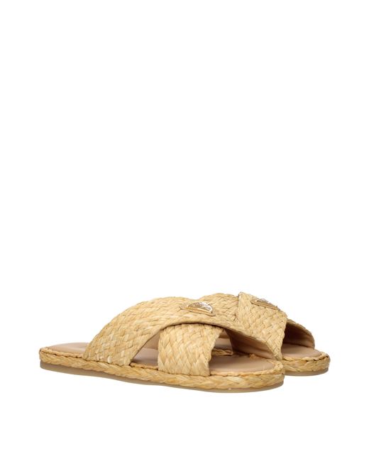 Prada Slippers And Clogs Raffia/Natural