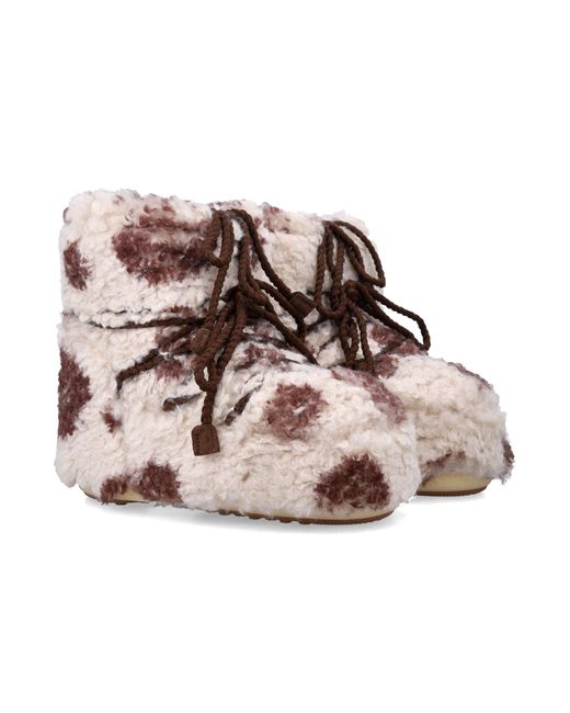 Moon Boot Pink Icon Low Curly Cow Print