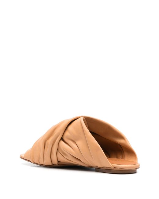 Forte_forte Pink Leather Crossed Flat Sandals for men