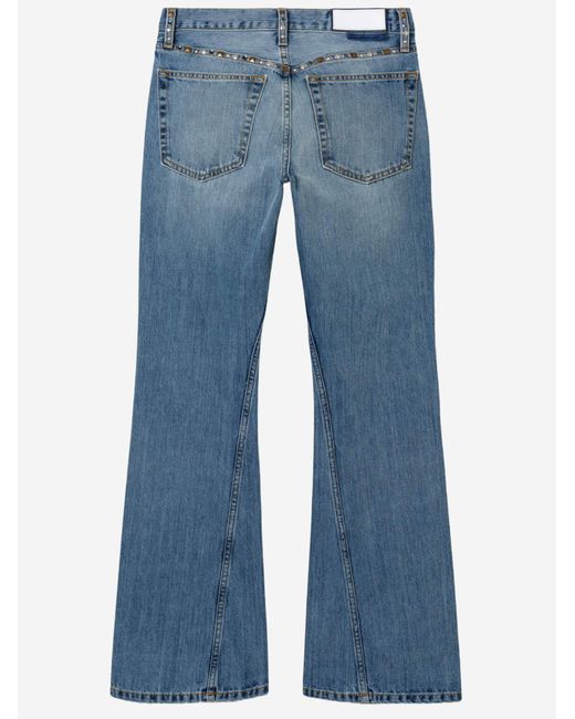 Re/done Blue Twisted Mid Rise Bootcut Cotton Jeans