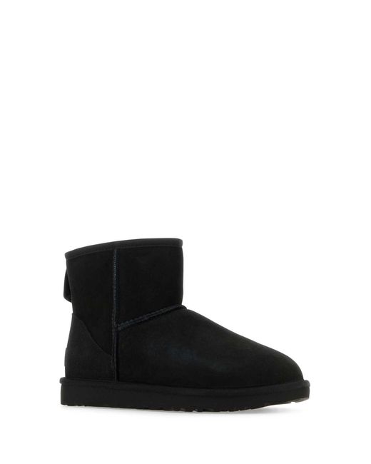 Ugg Black Classic Mini Ii Suede Boots With Shearling Lining