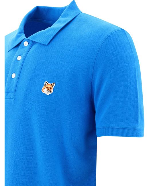 Maison Kitsuné "Fox Head" Polo Shirt di Maison Kitsuné in Blue da Uomo
