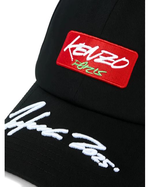 KENZO Black Baseball Cap With Embroidered Logo for men