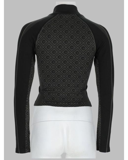 Casablanca Black Slim-Fit Long Sleeve Zip Mock Neck Top