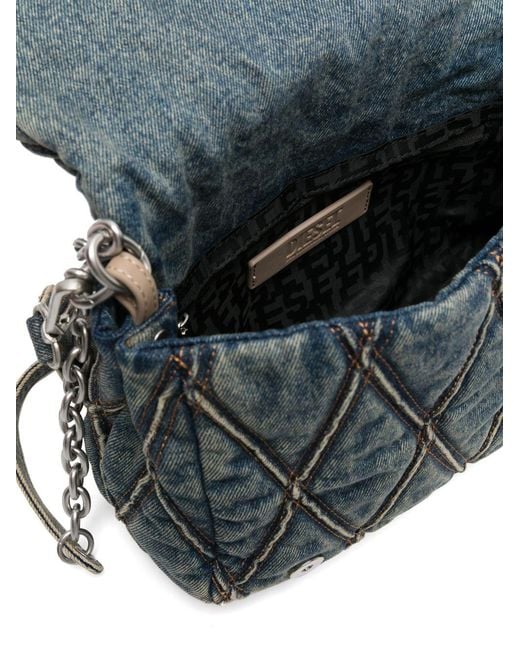 DIESEL Gray Charm-D S Denim Shoulder Bag