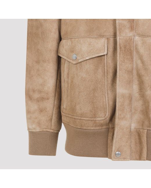 Leather Jacket Prada de color Natural