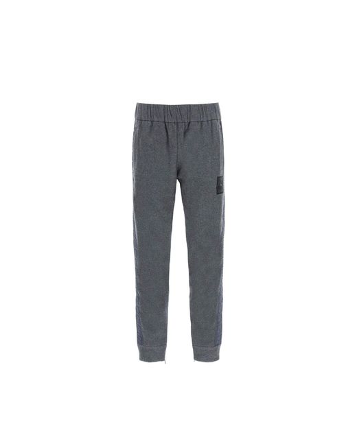 Pantaloni con logo in cashmere di Fendi in Gray da Uomo