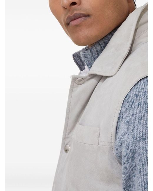 Brunello Cucinelli Leer Neer in het Gray