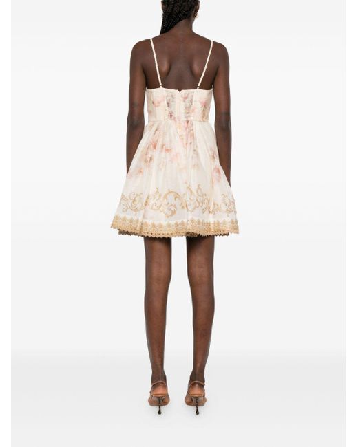 Zimmermann Hypnotic Mini-Jurk Met Afwerking in het Natural