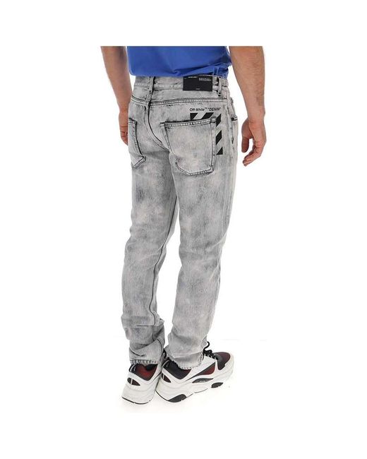Cotton Denim Jeans Off-White c/o Virgil Abloh de hombre de color Gray