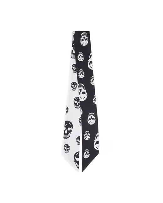McQueen White Skull Ribbon Scarf