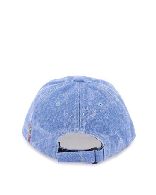 Acne Blue Baseballkappe mit Gesicht