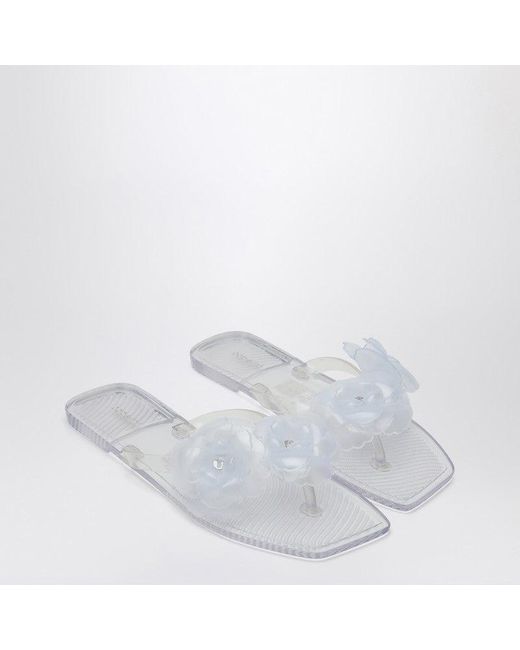 Coperni White Transparent Silicone Flower Flip-Flops