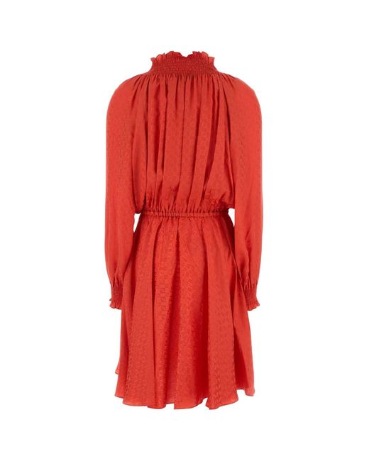 Fendi Red Silk Jacquard Dress