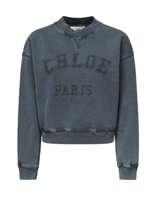 Sudadera azul corta de con logotipo Chloé de color Blue