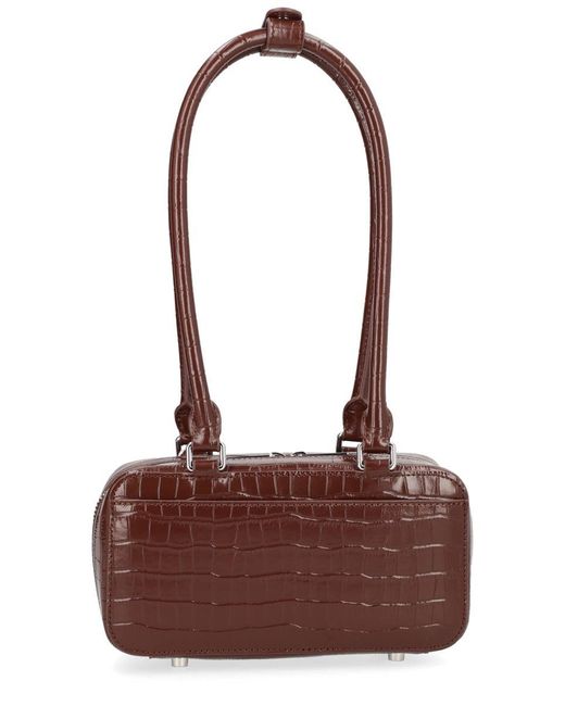 Self-Portrait Brown Croc Leather Mini Shoulder Bag