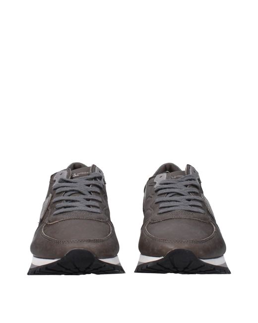 Philippe Model Gray Leather Sneakers for men