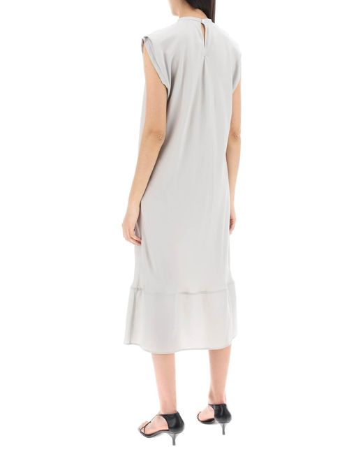 Lemaire Midi -jurk Met Diagonale Ingesneden in het White