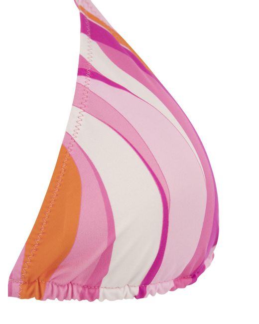 Top del triángulo femenino con Wave Printv Mc2 Saint Barth de color Pink