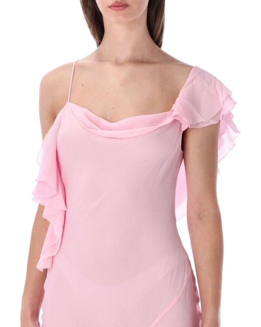 Self-Portrait Pink Chic Mini Dress With Viscose Lining