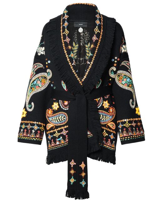 'Inner Energy' Black Virgin Wool Cardigan Alanui
