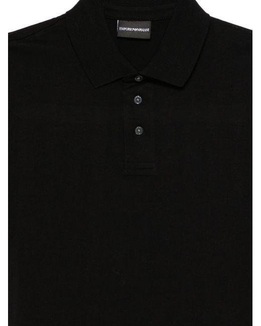 Emporio Armani Black Logo Cotton Polo Shirt for men