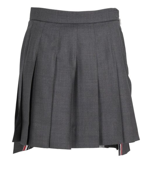 Thom Browne Gray Thigh Length Dropped Back Pleated Skirt