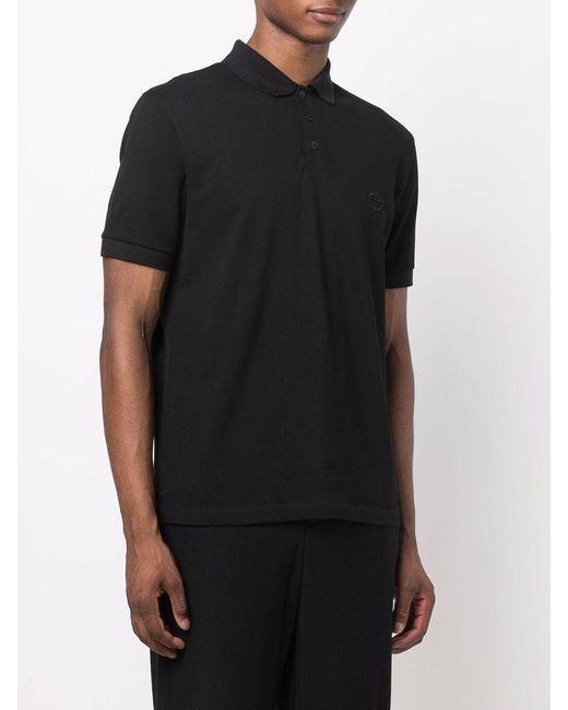 Giorgio Armani Black Piqeut Cotton Polo Shirt