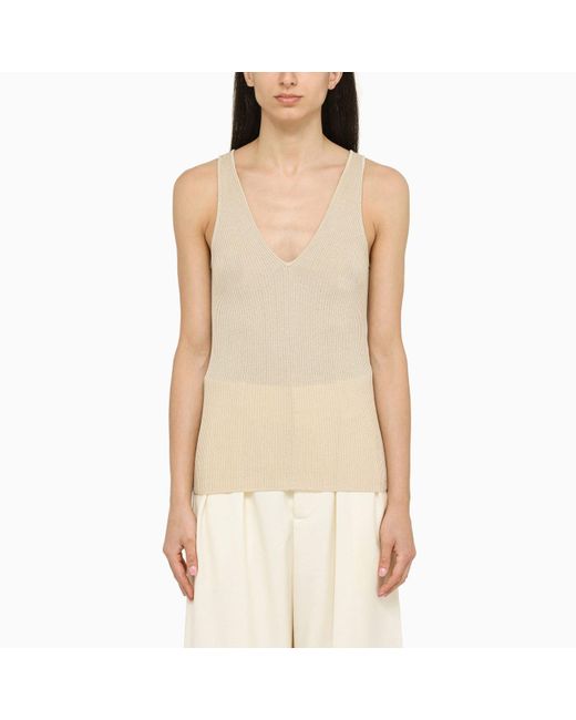 By Malene Birger Natural Rory Beige Ribbed Top