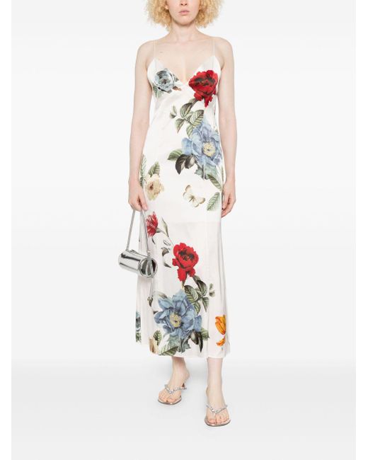 Alice + Olivia White Bunte Seiden- Und Nylonkleid