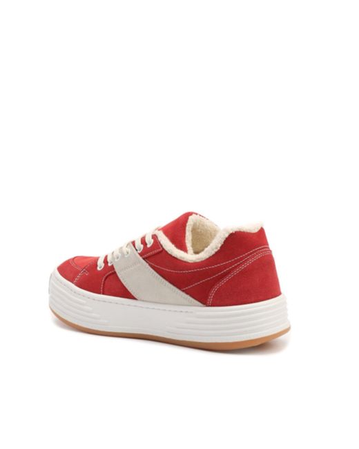 Palm Angels Red Suede Logo Sneakers for men