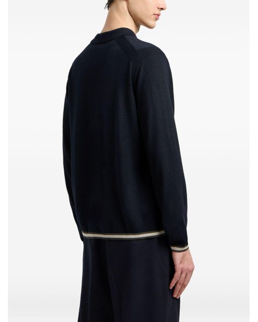 Polo En Laine À Col Zippé Emporio Armani pour homme en coloris Blue