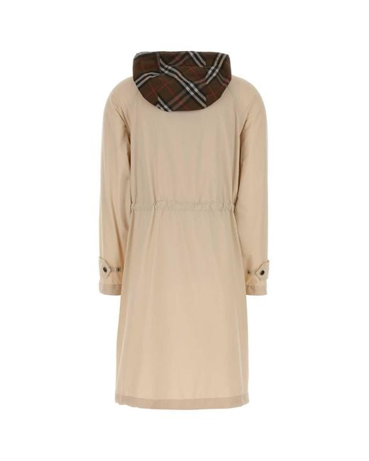 Burberry Natural Cream Stretch Nylon Newbury Parka Coat