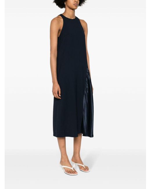 Erika Cavallini Semi Couture Blue Cady-Texture Midi Dress
