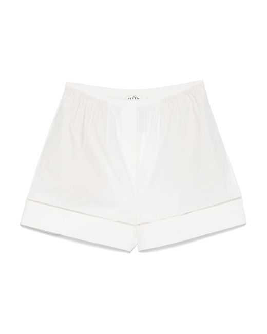 Rohe White ♪ Die Leiter bestickte Poplin -Shorts ♪