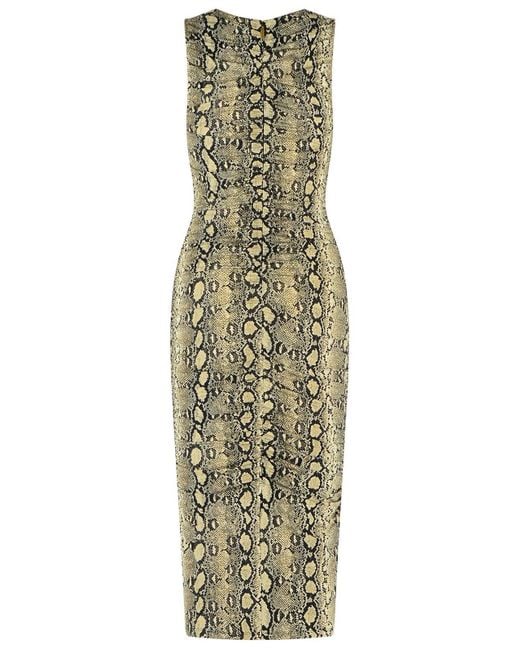 Snake Print Viscose Blend Vestido MICHAEL Michael Kors de color Metallic