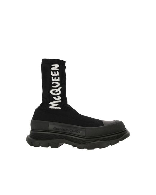 Alexander McQueen Stiefel im Socken-Stil mit Logo-Print in Black für Herren