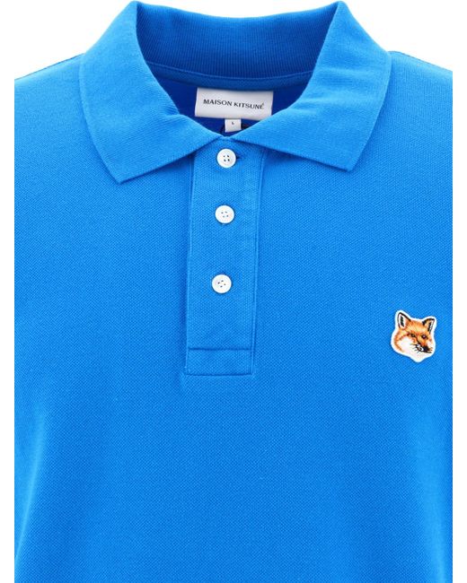 Maison Kitsuné Maison Kitsuné "fox Head" Polo -shirt in het Blue voor heren